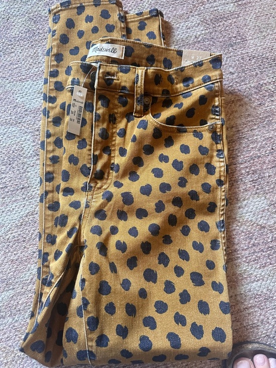 Madewell Pants - Madewell Mustard Yellow Leopard-Spot Skinny Jeans